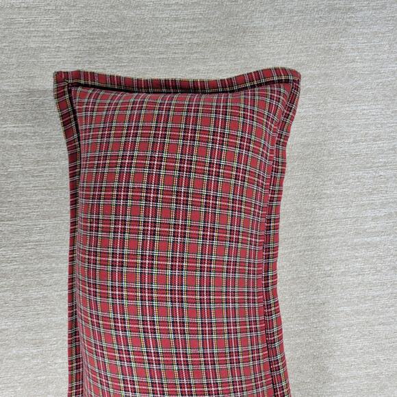 Vtg Newport Joy Lumbar Pillow 24” Plaid Trim Down Filled Holiday Christmas Decor - Picture 10 of 13